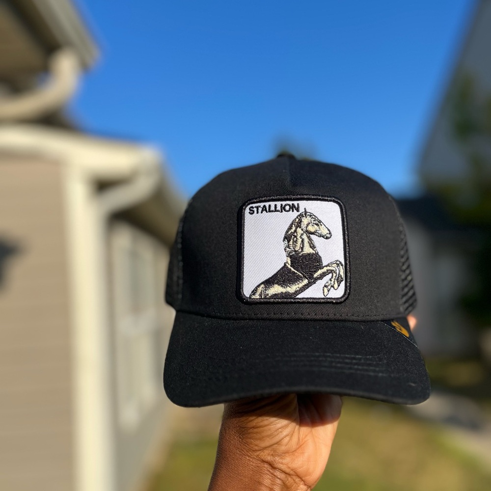 Black Stallion Patch Trucker Hat - image 1
